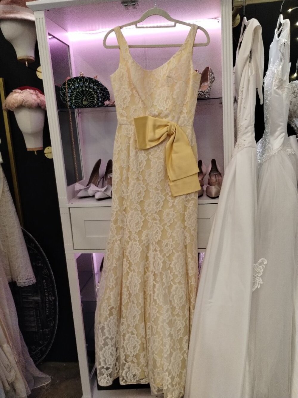 1960s Lemon Yellow Mermaid Couture Wedding Dress